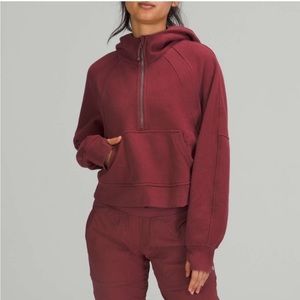 Lulu Lemon, maroon scuba half zip hoodie, M/L